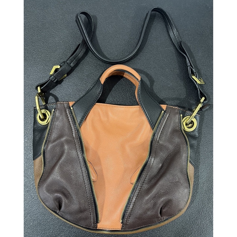 OrYANY Lian Slouchy Color Block Pebble Leather Hobo Shoulder Bag Satchel Zipper